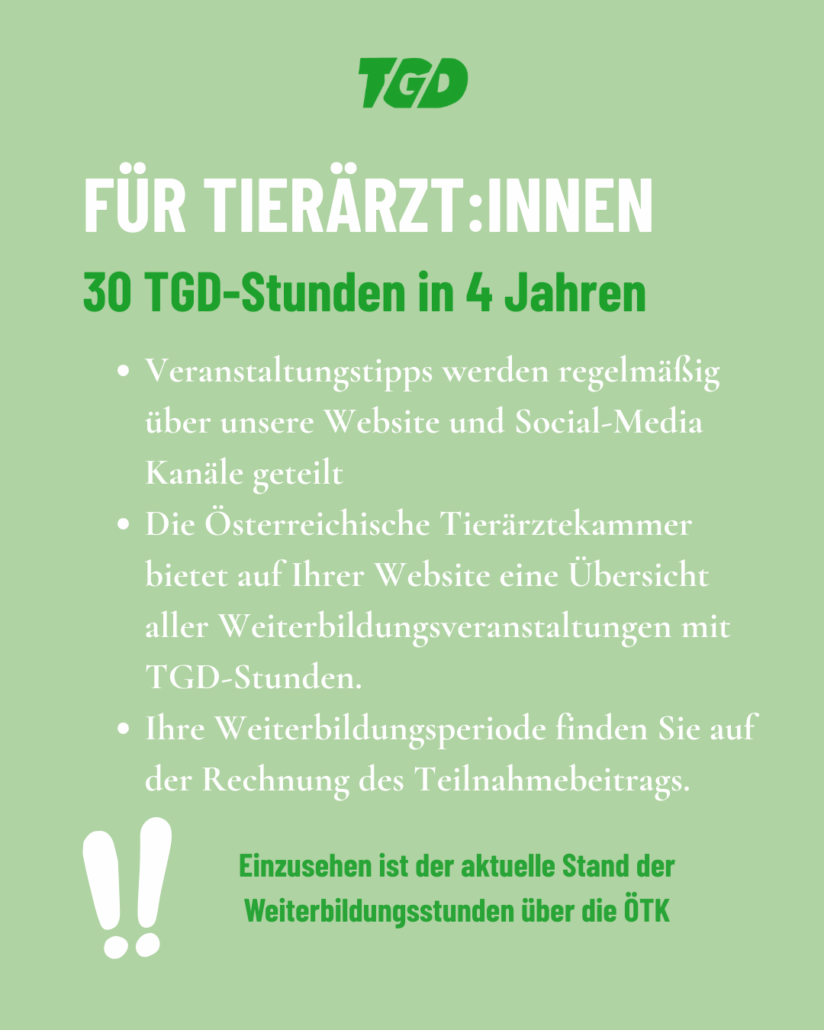 Weiterbildungsstunden für Tierärzt:innen